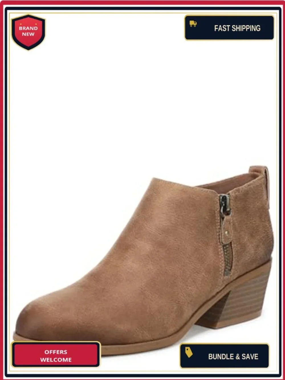 Women's Lainey Western Ankle Boots with Recycled Materials, Inside Zip, Block